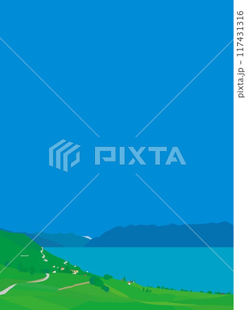 ラヴォ―　lavaux　レマン湖　lac leman　スイス　switzerland　夏風景 117431316