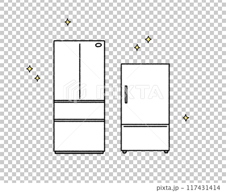 Simple touches: Illustrations of a refrigerator, a TV and a microwave 117431414