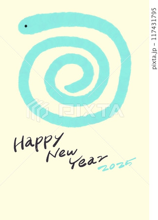 渦を巻くおしゃれな蛇の年賀状　2025 117431795