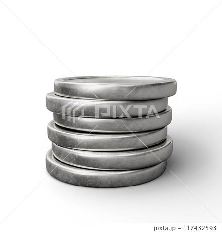 Silver Coin on White Background. 3D Illustration. File With Clipping Path. Silver Coin on White Background. 3D Illustration. File With Clipping Path. 117432593