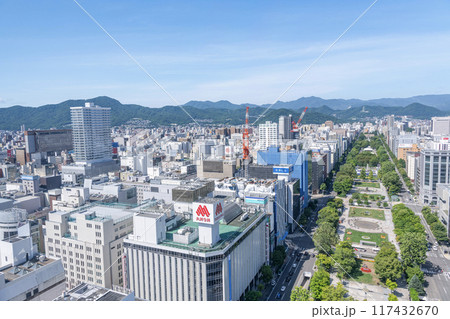 北海道札幌市 札幌市中心部 大通公園と札幌の街並み 北海道札幌市 札幌市中心部 大通公園と札幌の街並み 117432670