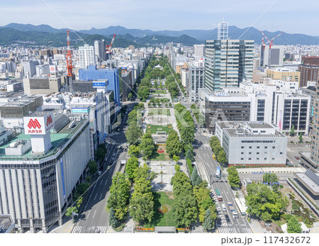 北海道札幌市　札幌市中心部　大通公園と札幌の街並み 117432672