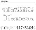 コップ、グラス、マグ　様々な種類のカップアイコンセット　cup, glass, 117433041