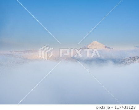 箱根から見る富士山の絶景雪景色 117433125