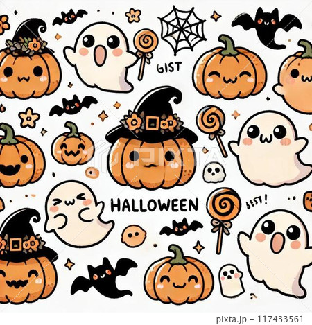 ハロウィンのキュートな仲間たち 117433561