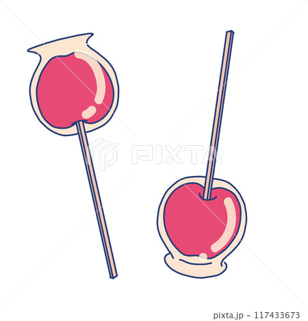 ポップで可愛いりんご飴のイラスト ポップで可愛いりんご飴のイラスト 117433673
