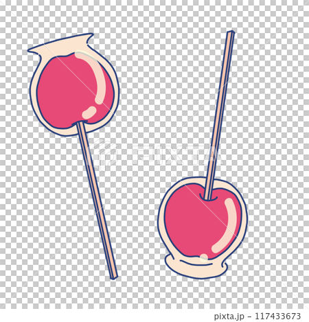 ポップで可愛いりんご飴のイラスト ポップで可愛いりんご飴のイラスト 117433673