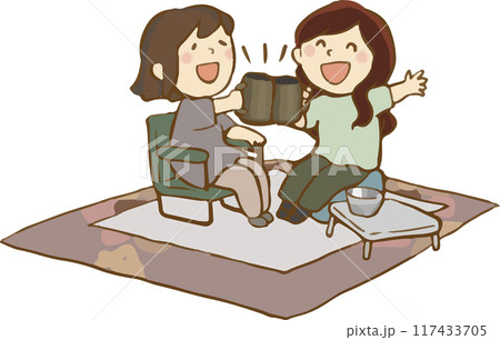 庭で乾杯する人たち 庭で乾杯する人たち 117433705