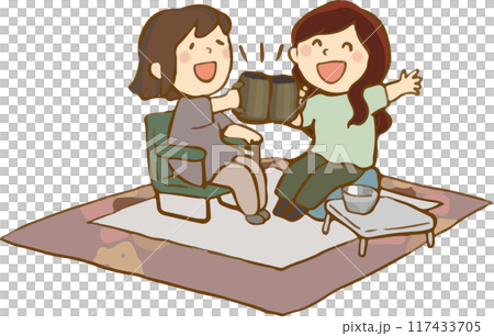 庭で乾杯する人たち 庭で乾杯する人たち 117433705