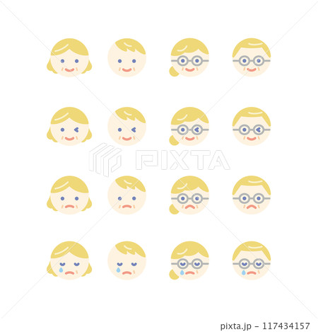 シンプルな金髪のシニア世代の顔アイコン シンプルな金髪のシニア世代の顔アイコン 117434157