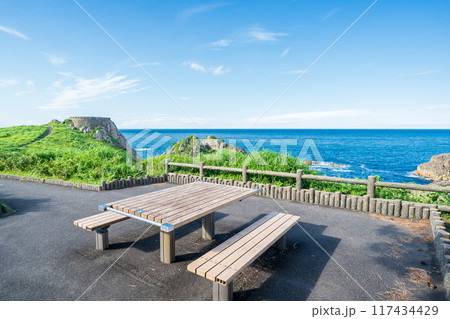 「青森県」葦毛崎第二展望台の風景・種差海岸 117434429