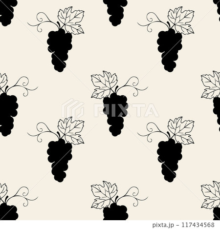 Pattern grape silhouette dark color on beige background. Pattern grape silhouette dark color on beige background. 117434568