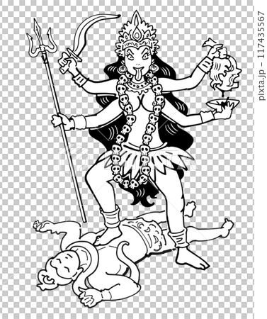 Hindu God - Kali trampling Shiva Hindu God - Kali trampling Shiva 117435567