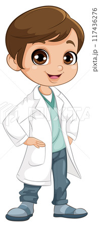 Cartoon Doctor in Lab Coat 117436276