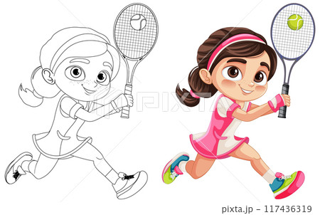 Young Girl Playing Tennis 117436319