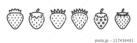 様々な形状のシンプルないちごアイコンセット 117436481