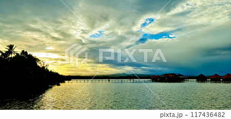 beautiful view of the tropical beach of Osi Island, West Seram, Maluku 117436482