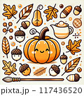 秋のかわいい背景イラスト 117436520