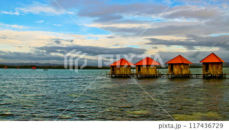 beautiful view of the tropical beach of Osi Island, West Seram, Maluku 117436729