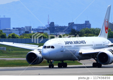 大阪国際空港 JAL 飛行機 着陸態勢 スカイパーク 大阪国際空港 JAL 飛行機 着陸態勢 スカイパーク 117436850