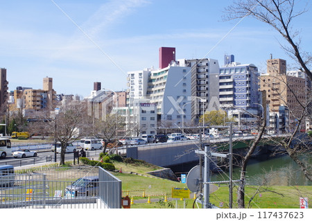 サッカースタジアムから眺めた広島市街並みの景色 サッカースタジアムから眺めた広島市街並みの景色 117437623
