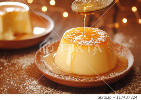 美味しそうなプリン 117437824