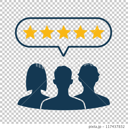 Icon set of people silhouettes and star rating Icon set of people silhouettes and star rating 117437832