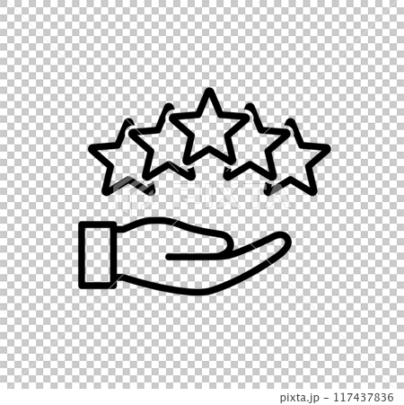 Hand and five star icon material 117437836