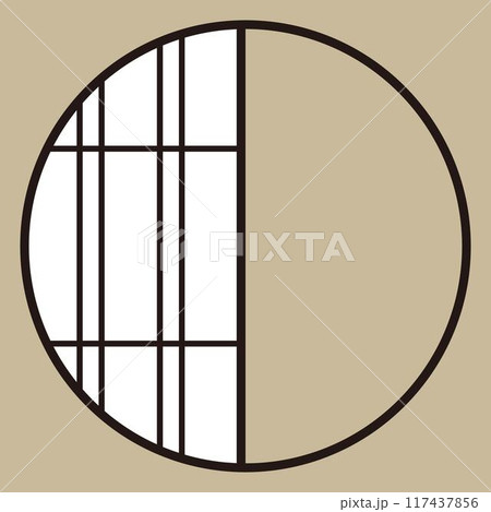 片方が開いた丸い障子のイラスト素材2 117437856
