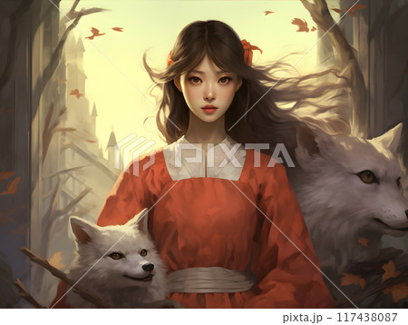 Cute Kumiho Korean Folklore Nine Tail Fox Shapeshifter AI Artwork 117438087