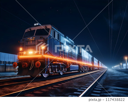 Cargo Train at Night AI Artwork Cargo Train at Night AI Artwork 117438822