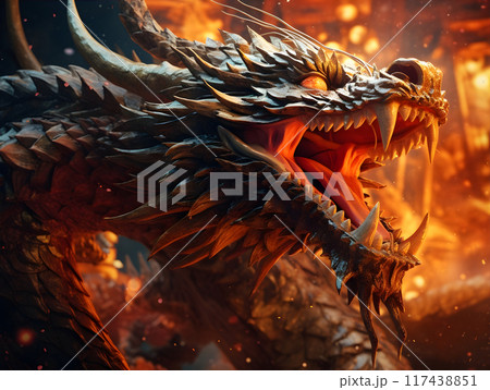 Fierce and Furious Dragon in Rage AI Artwork 117438851