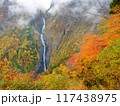 富山_紅葉に染まる称名滝の絶景風景 117438975