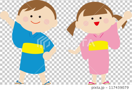 Boys and girls in a yukata 117439079
