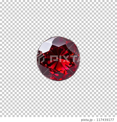 Ruby A deep red ruby with a polished surface reflecting a dramatic light floating against 117439177
