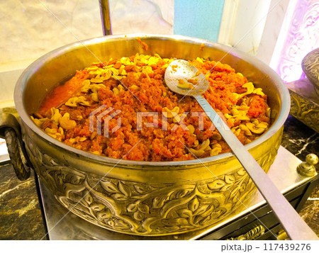 A picture of gajar ka halwa with selective focus 117439276
