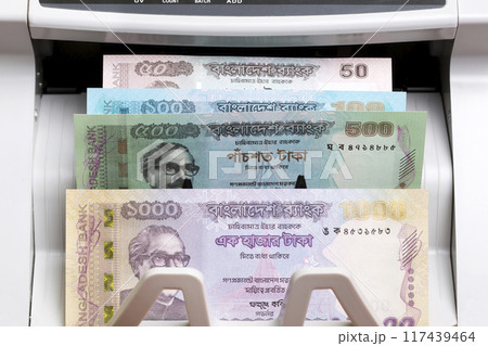 Bangladeshi taka in the counting machine Bangladeshi taka in the counting machine 117439464