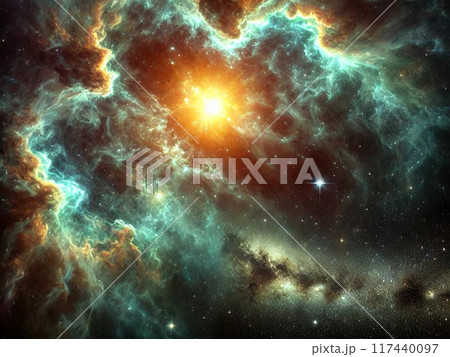 幻想的な光る水面の背景 117440097