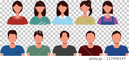Young men and women faceless people 117440147