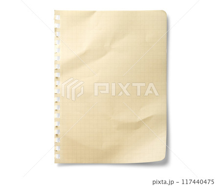 引きちぎられた方眼のあるリングノートの断片のテクスチャー 117440475
