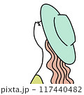 空を見上げる帽子をかぶった女性のイラスト 空を見上げる帽子をかぶった女性のイラスト 117440482