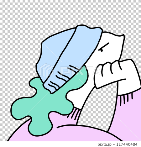 ニット帽をかぶった頬杖をつく人物の横顔イラスト ニット帽をかぶった頬杖をつく人物の横顔イラスト 117440484