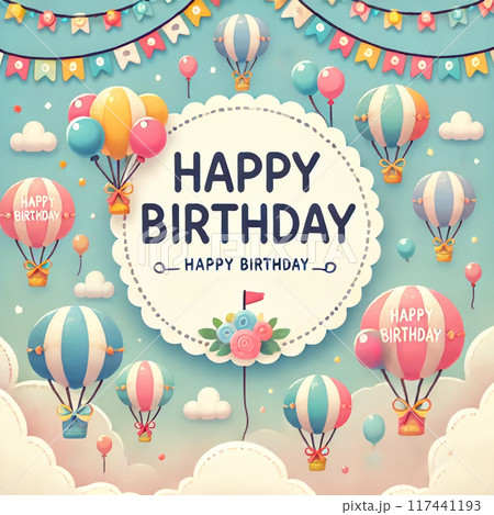 カラフルなバルーンの背景素材、誕生日 カラフルなバルーンの背景素材、誕生日 117441193