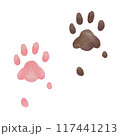 水彩タッチな猫の肉球のイラスト 117441213