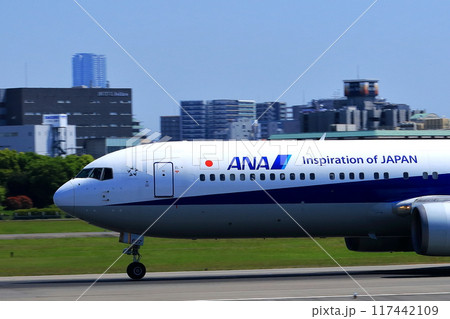 大阪国際空港　ANA　飛行機　着陸　スカイパーク 117442109