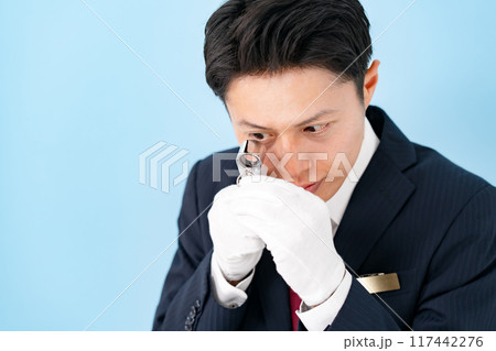 ルーペ で鑑定をする男性　 117442276