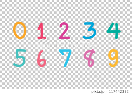 Set of number 0-9 hand drawn. Vector illustration 117442352