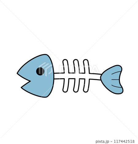 シンプルで可愛い魚の骨のイラスト 白背景 ベクター 主線あり クリップアート シンプルで可愛い魚の骨のイラスト 白背景 ベクター 主線あり クリップアート 117442518