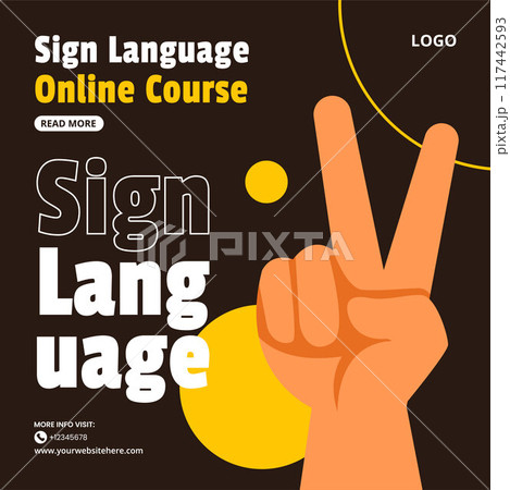 Day of Sign Languages Social Media Illustration Flat Cartoon Hand Drawn Templates Background 117442593