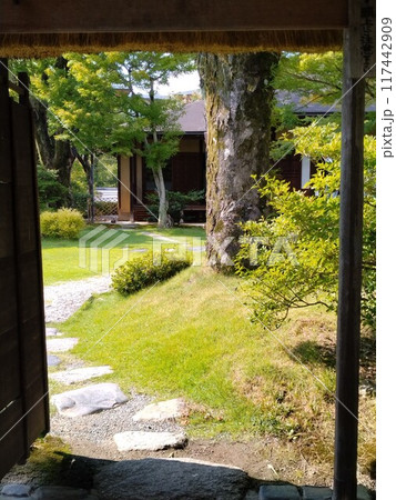 初夏の茶室と庭園 古い町並み初夏の犬山城下町 初夏の茶室と庭園 古い町並み初夏の犬山城下町 117442909